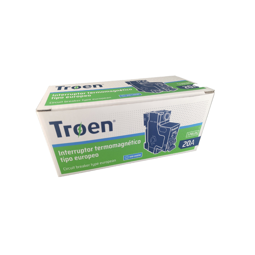 Interruptor - breaker - termomagnético de 20 A 1 polo tipo europeo Troen - Miniatura 4