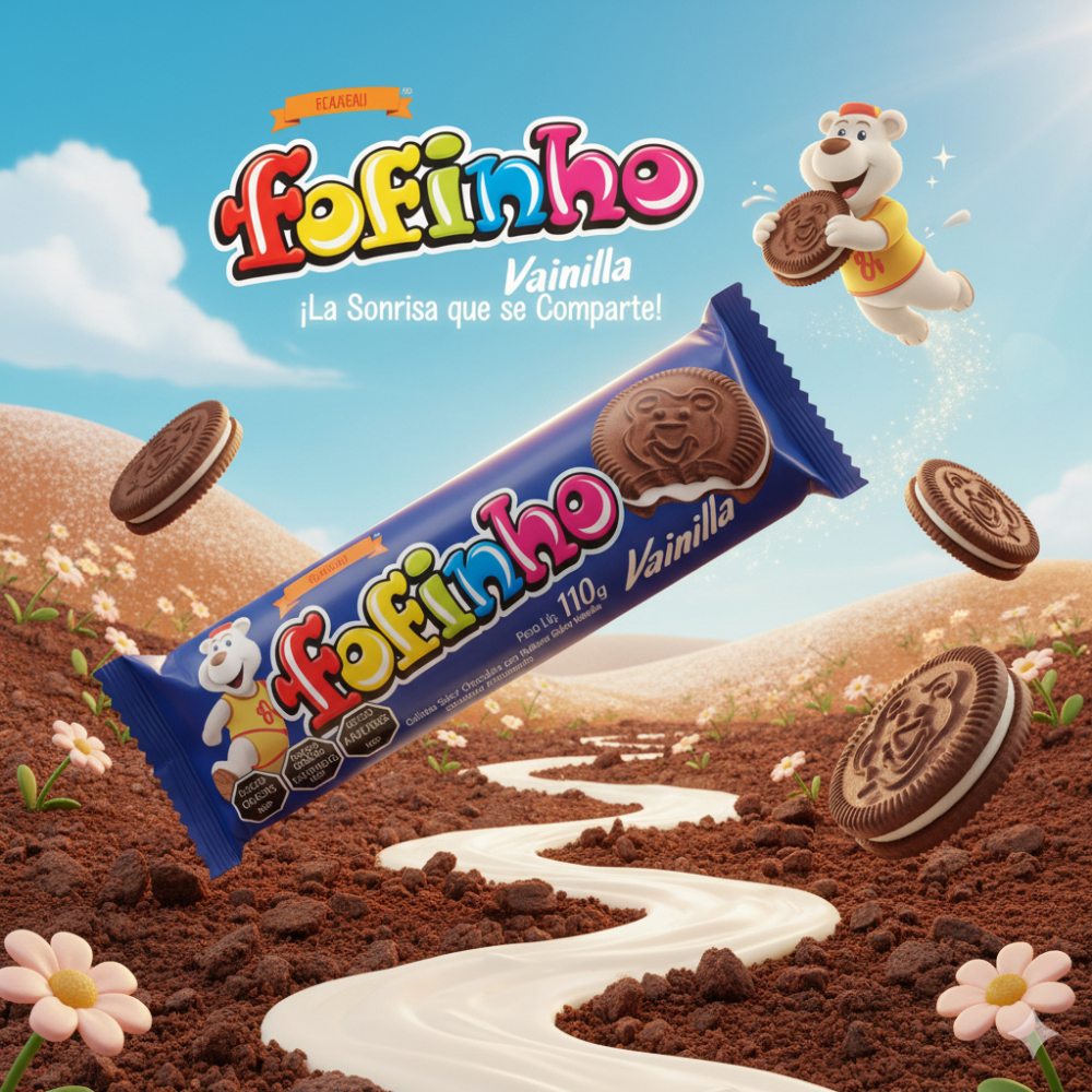 Galletas de chocolate rellenas con crema de vainilla Fofinho (2 x 110 g / 3.9 oz) - Miniatura 4