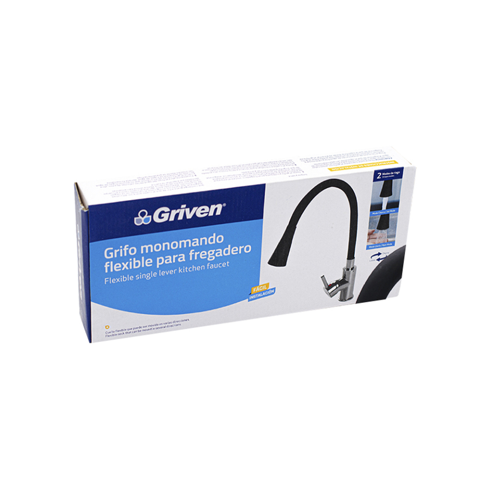 Grifo monomando mesclador negro con cuello flexible para fregadero Griven - Miniatura 3