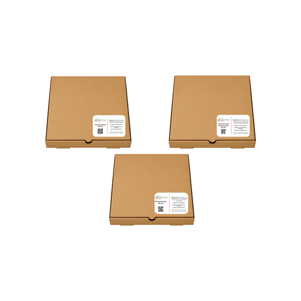 Pizza napolitana + Pizza de lomo de cerdo ahumado + Pizza de chorizo Tucocinita24 (30 cm) - Miniatura 3