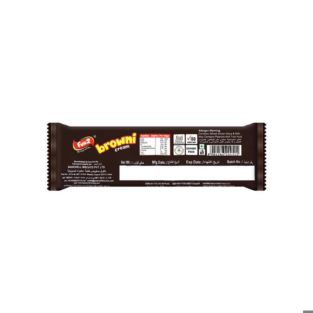 Galletas de chocolate rellenas con crema sabor fresa Browni Cream Fun2 (55 g / 1.94 oz) - Miniatura 2