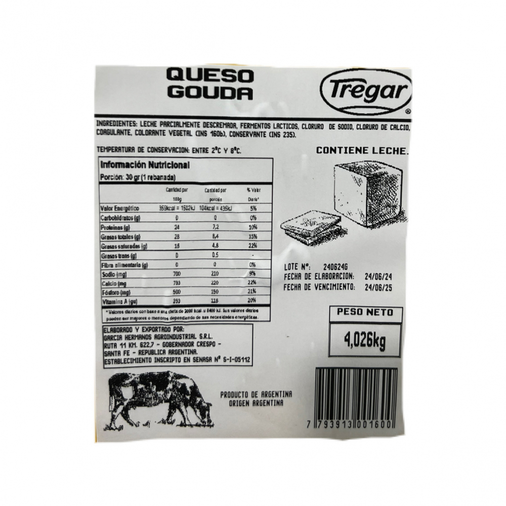 Queso gouda Tregar (4 kg / 8.8 lb) - Miniatura 2