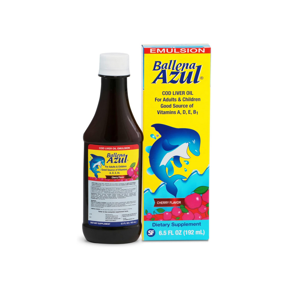 Aceite de Hígado de Bacalao para Adultos y Niños, sabor a cereza Ballena Azul (192 ml / 6.5 fl.oz) - Miniatura 2