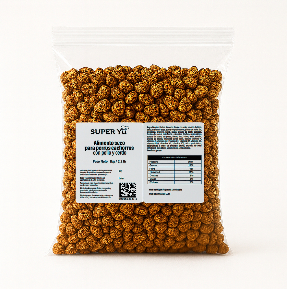 Alimento para perros cachorros con pollo y cerdo Super yu (1 kg / 2.2 lb) - Miniatura 2