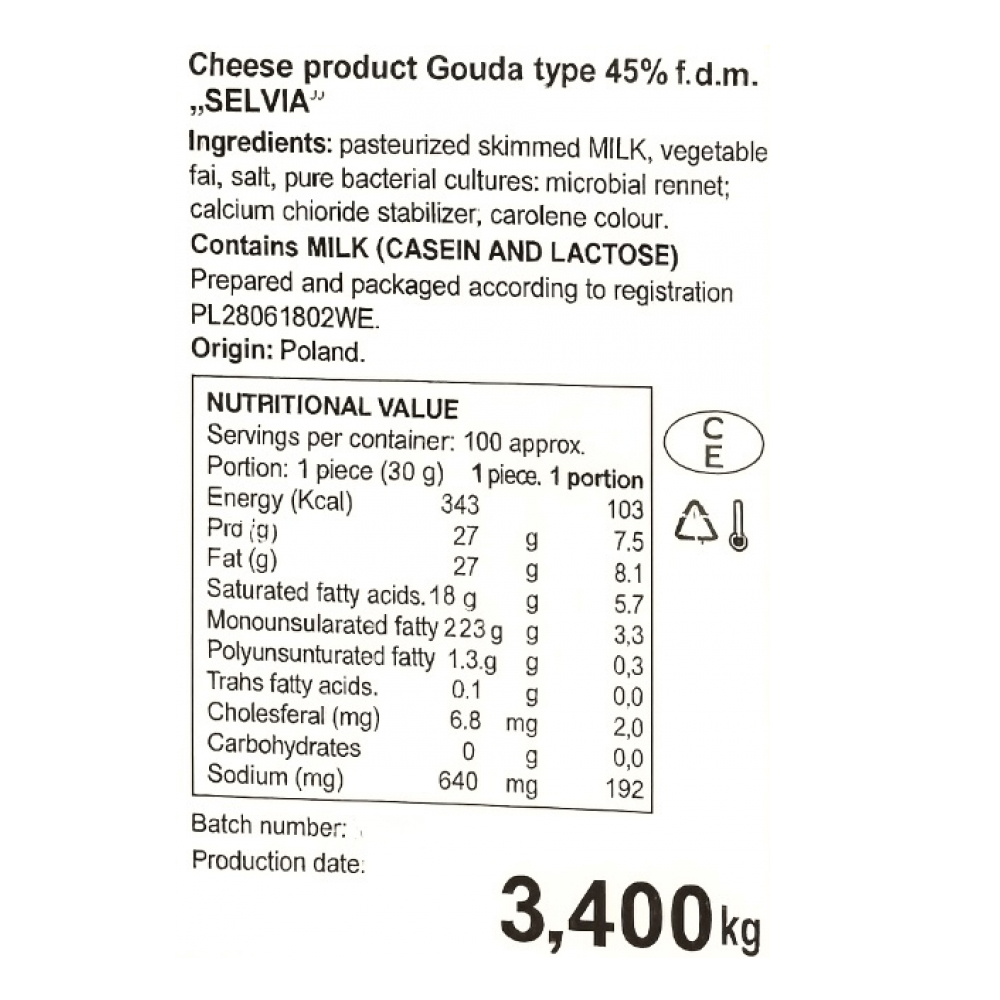Queso tipo gouda Selvia (3.4 kg / 7.48 lb) - Miniatura 3