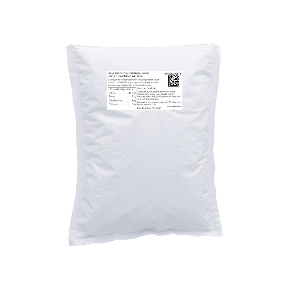 Leche en polvo instantánea 28% de grasa El Favorito (5 kg / 11 lb) - Miniatura 2