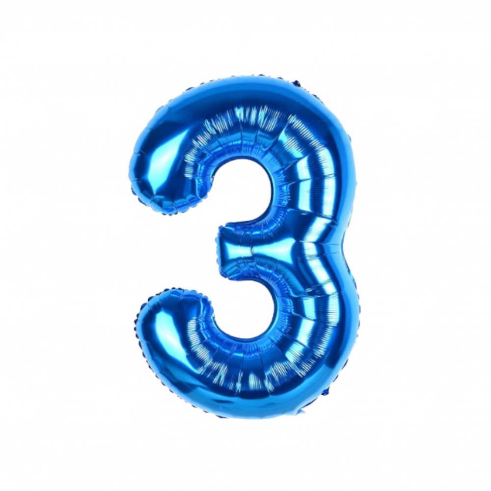 Globo azul número 3 Balloon (16 pulgadas) - Miniatura 2