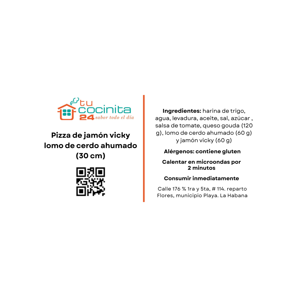 Pizza de jamón vicky y lomo de cerdo ahumado Tucocinita24 (30 cm) - Miniatura 4
