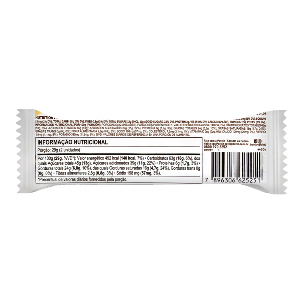 Barquilla rellena sabor chocolate semiamargo cubierta con chocolate blanco Trento (29 g / 1.02 oz) - Miniatura 3