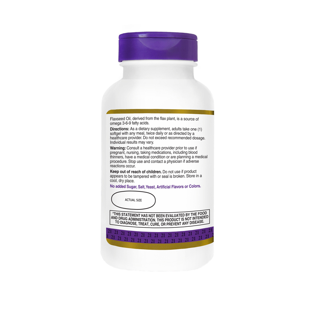 Aceite de linaza. Omega 3-6-9 1000 mg 21st Century (120 cápsulas) - Miniatura 3