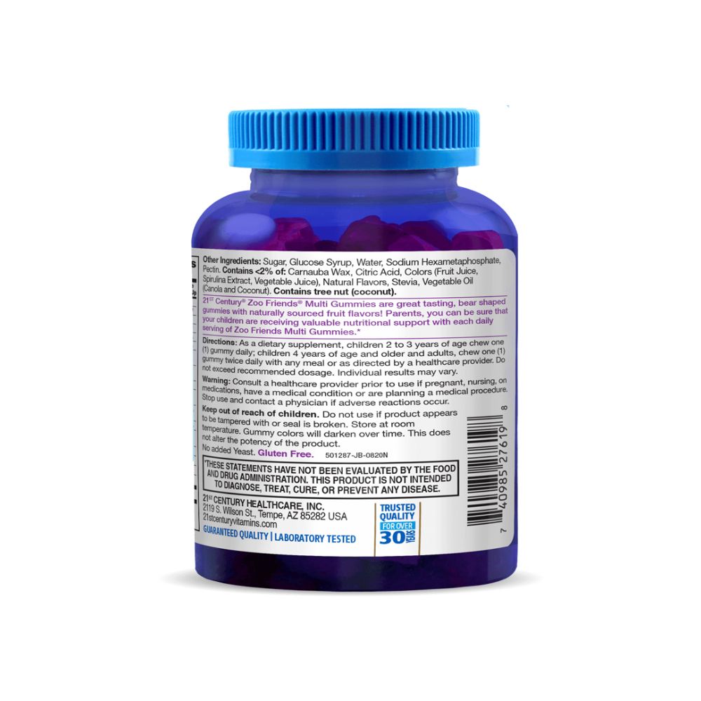 Zoo Friends. Suplemento multivitamínico para niños, sabor frutas 21st Century (60 gomitas) - Miniatura 3