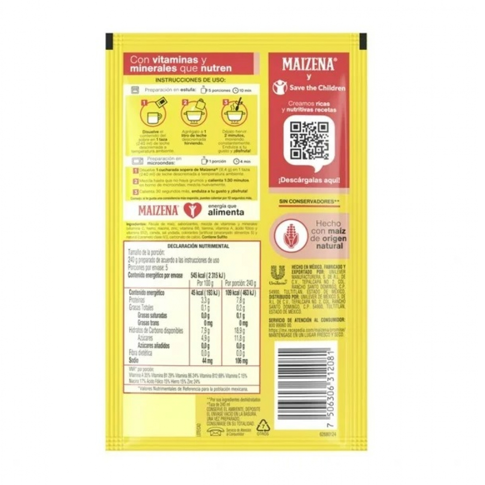 Fécula de maíz para preparar atole sabor guayaba Maizena® (47 g / 1.65 oz) - Miniatura 3