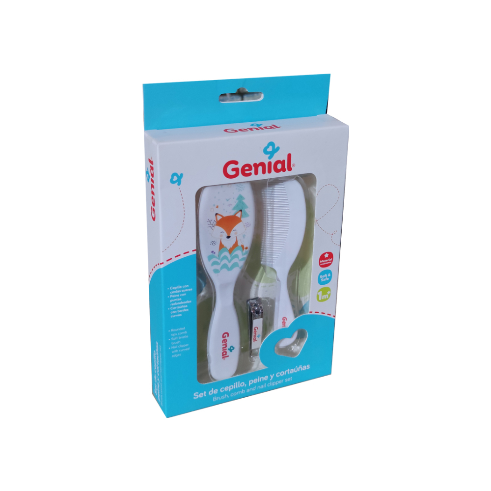 Set de cepillo, peine y corta uñas para bebé Genial - Miniatura 2