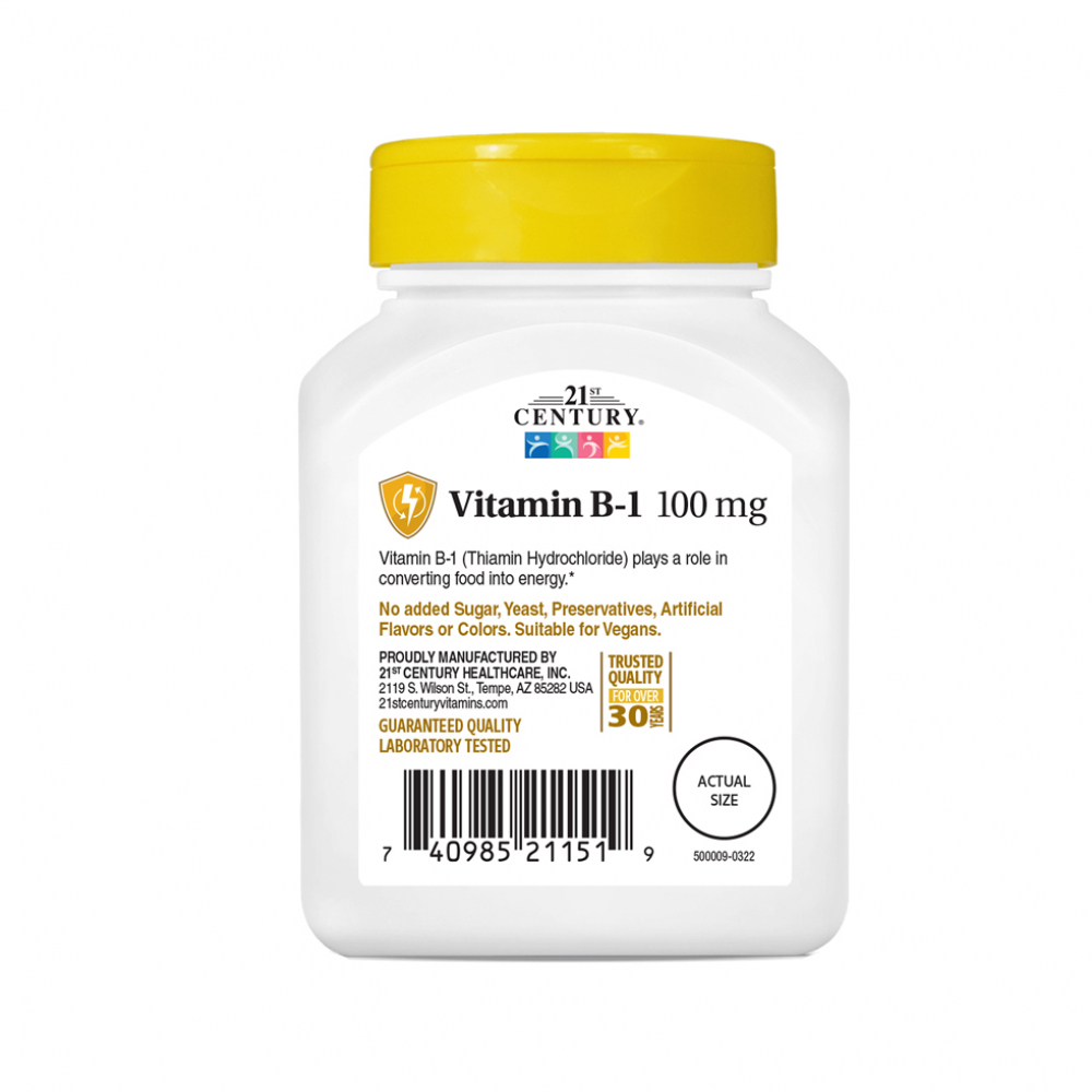 Vitamina B-1 100 mg 21st Century (110 tabletas) - Miniatura 4