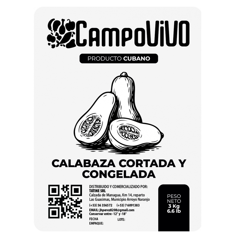 Calabaza cortada y congelada Campo Vivo (3 Kg / 6.6 lb) - Miniatura 3