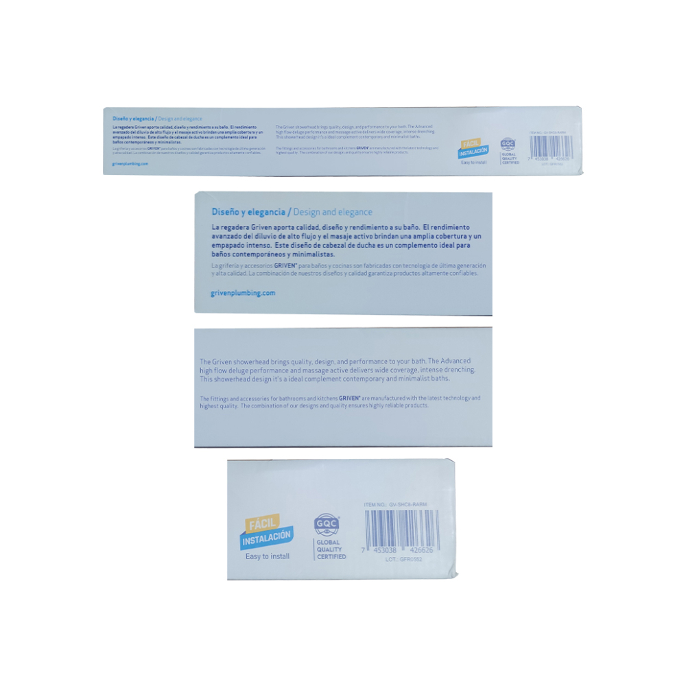 Regadera - ducha - redonda tipo lluvia acabado en cromo 8" Griven - Miniatura 4