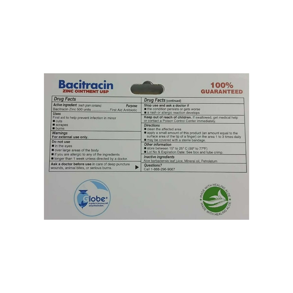 Ungüento de bacitracina y zinc USP Globe (28 g / 1 oz) - Miniatura 3