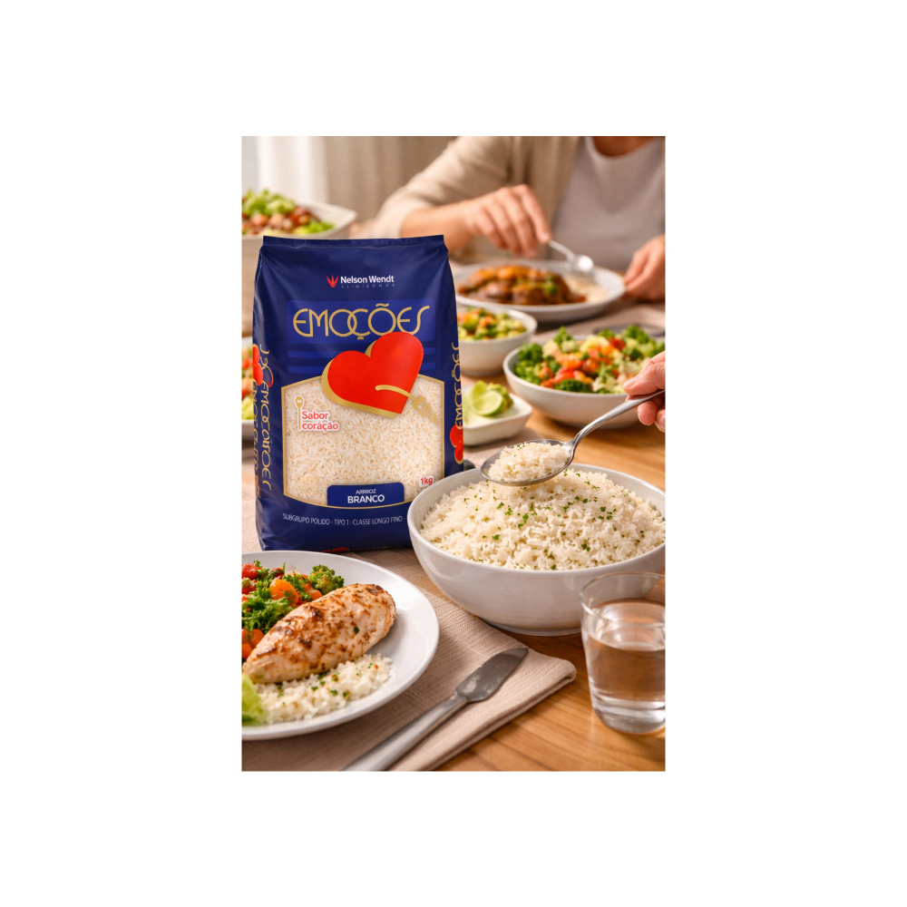 Arroz blanco grano largo Nelson Wendt Emocoes (5 x 1 kg / 2.2 lb) - Miniatura 3