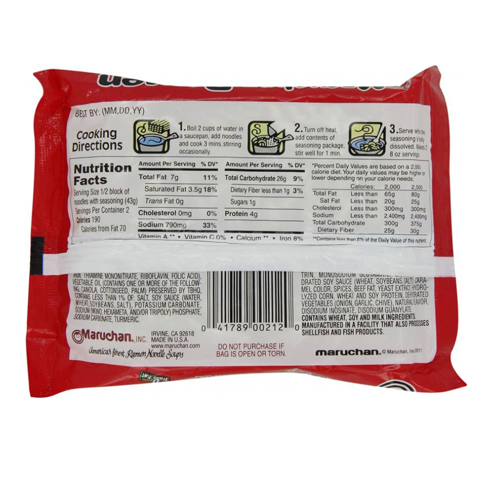Sopa instantánea de fideos sabor carne de res Maruchan (85 g / 2.99 oz) - Miniatura 2