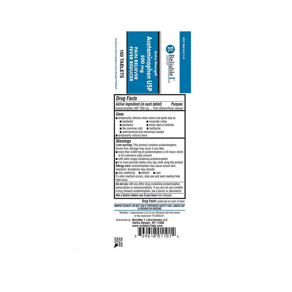 Acetaminofén 500 mg Reliable-1 (100 tabletas) - Miniatura 3