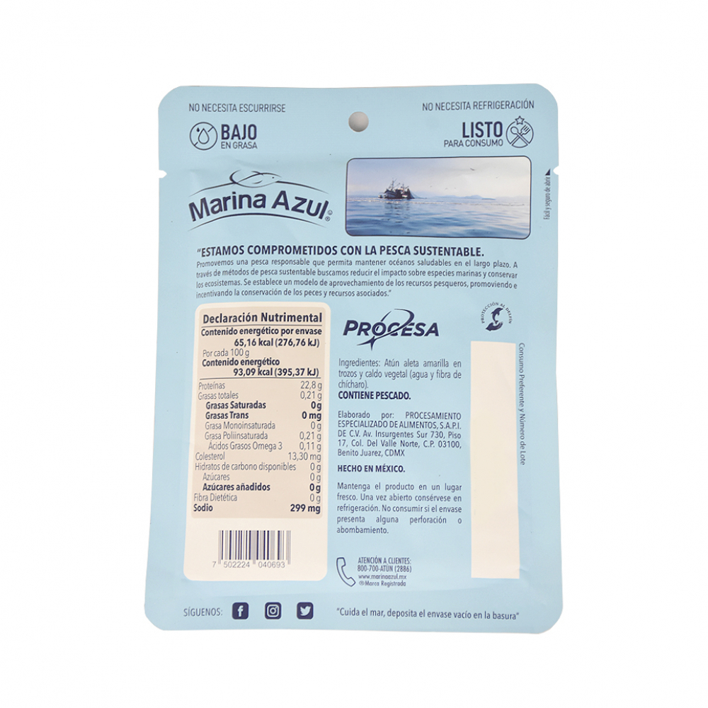 Atún en trozos en agua Marina Azul (74 g / 2.61 oz) - Miniatura 2