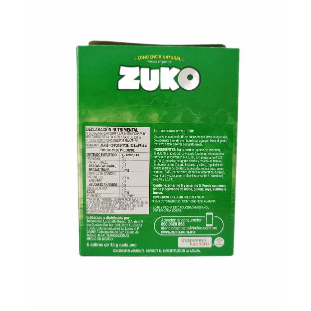 Refresco instantáneo sabor durazno Zuko (104 g / 3.67 oz) - Miniatura 3