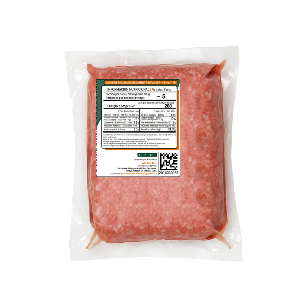 Carne de pollo mecánicamente separada ALLÁ (454 g / 1 lb) - Miniatura 2