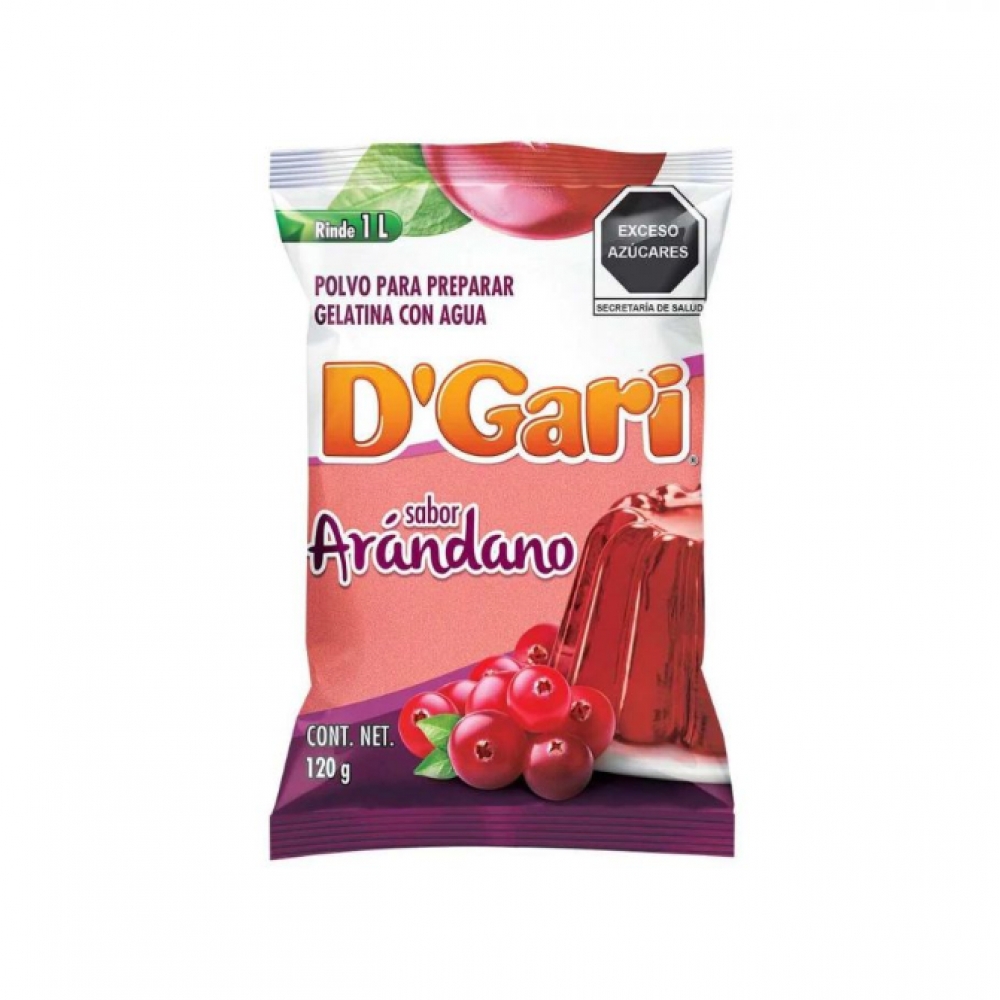 Polvo para preparar gelatina con agua - sabor arándano D'Gari (120 g / 4.23 oz) - Miniatura 2