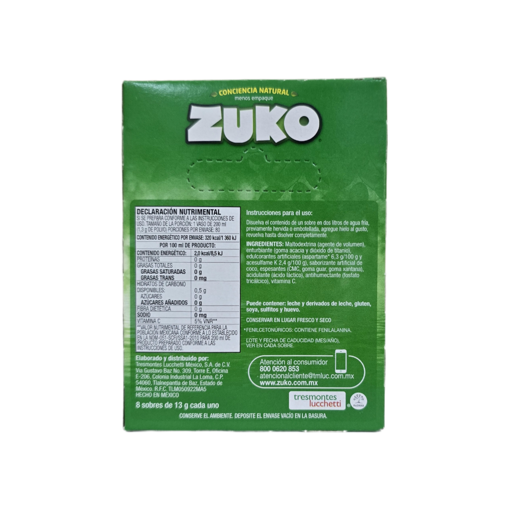 Refresco instantáneo sabor coco Zuko (104 g / 3.67 oz) - Miniatura 2