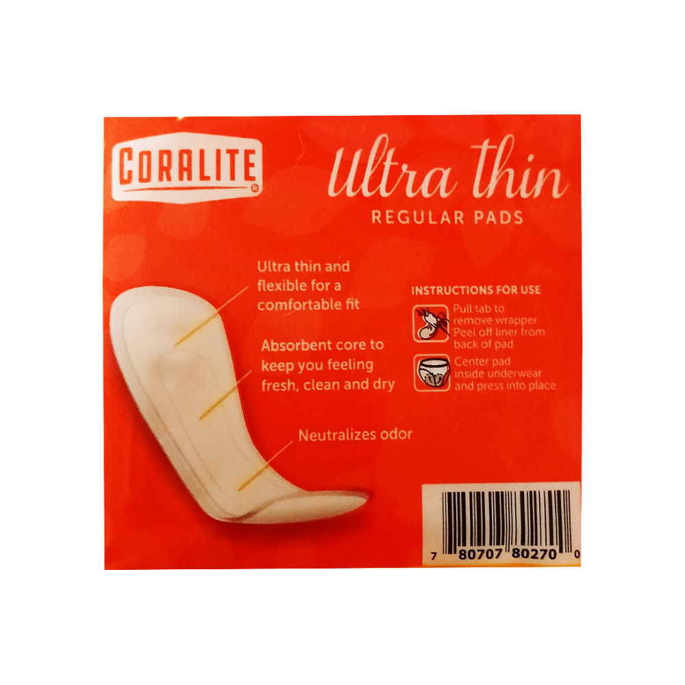 Almohadillas sanitaria regulares ultrafinas Coralite (12 U) - Miniatura 2