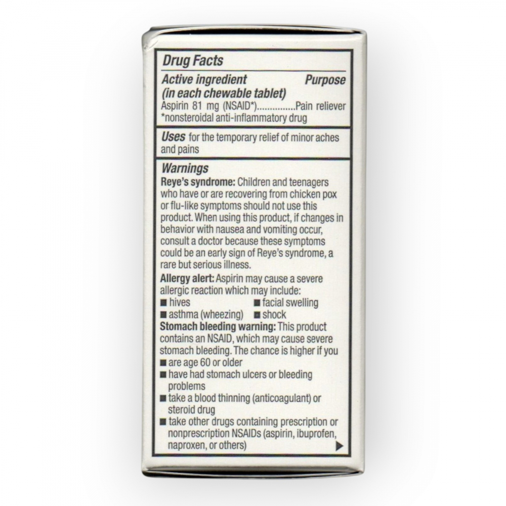 Aspirina. Ácido acetilsalicílico 81 mg Rugby (36 tabletas) - Miniatura 2