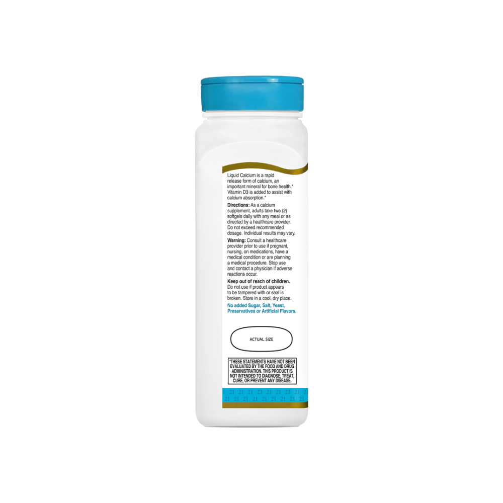 Calcio 1200 mg + Vitamina D3 10 mcg / 400 IU 21st Century (90 cápsulas blandas) - Miniatura 2