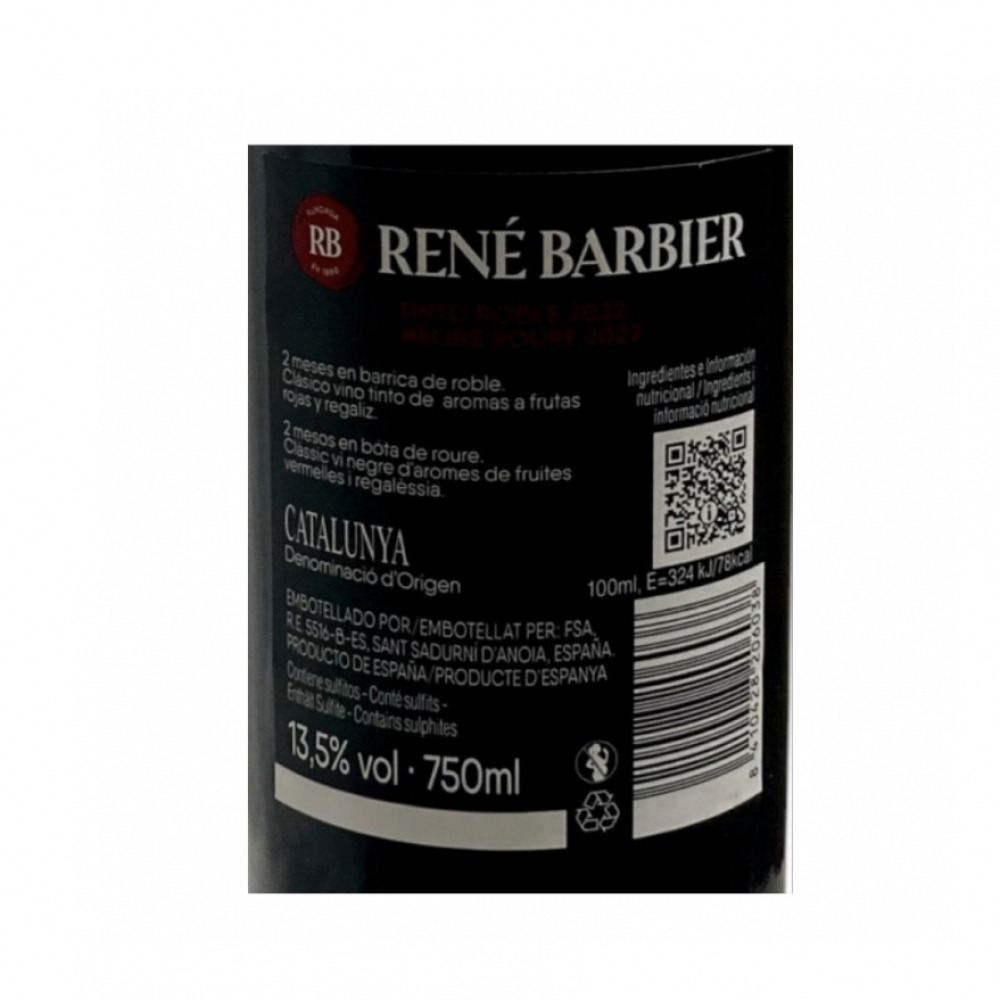Vino tinto roble René Barbier (750 ml) - Miniatura 2