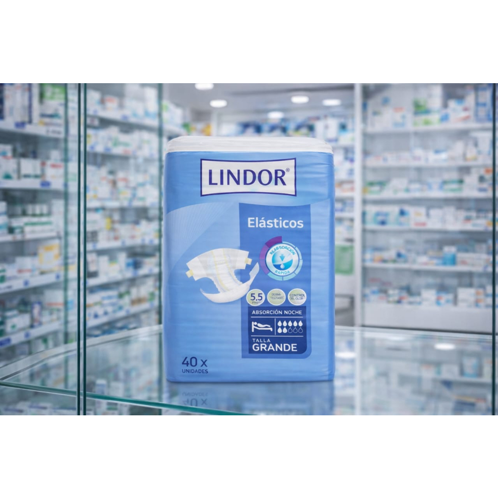 Pañales desechables para adultos talla G elásticos noche Lindor (40 U) - Miniatura 4