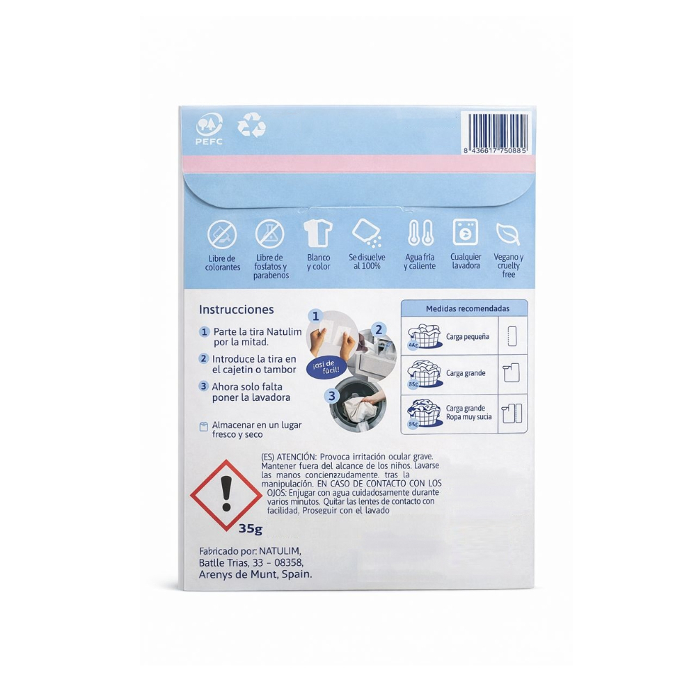 Detergente en tiras para ropa Natilum (35 g / 1.23 oz) - Miniatura 2