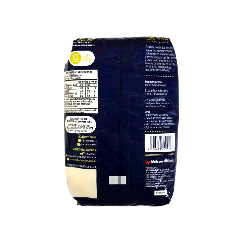 Arroz blanco grano largo Nelson Wendt Emocoes (5 x 1 kg / 2.2 lb) - Miniatura 2