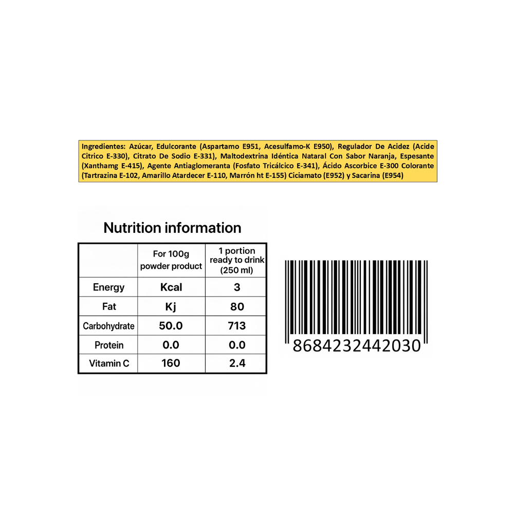 Refresco instantáneo sabor naranja Vivi Fresh Erdem (10 g) - Miniatura 3