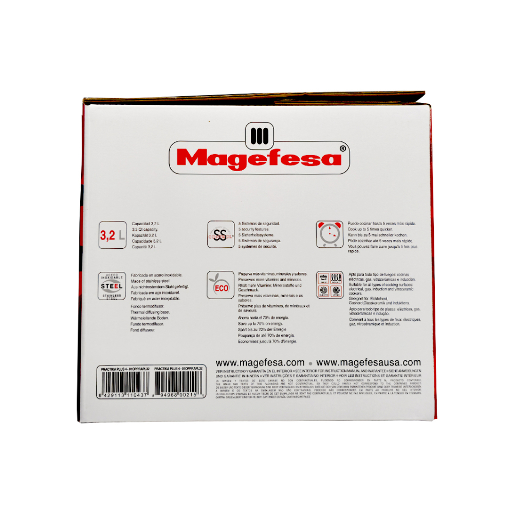 Olla a presión súper rápida de 3.2 L Práctika plus 4 Magefesa - Miniatura 3