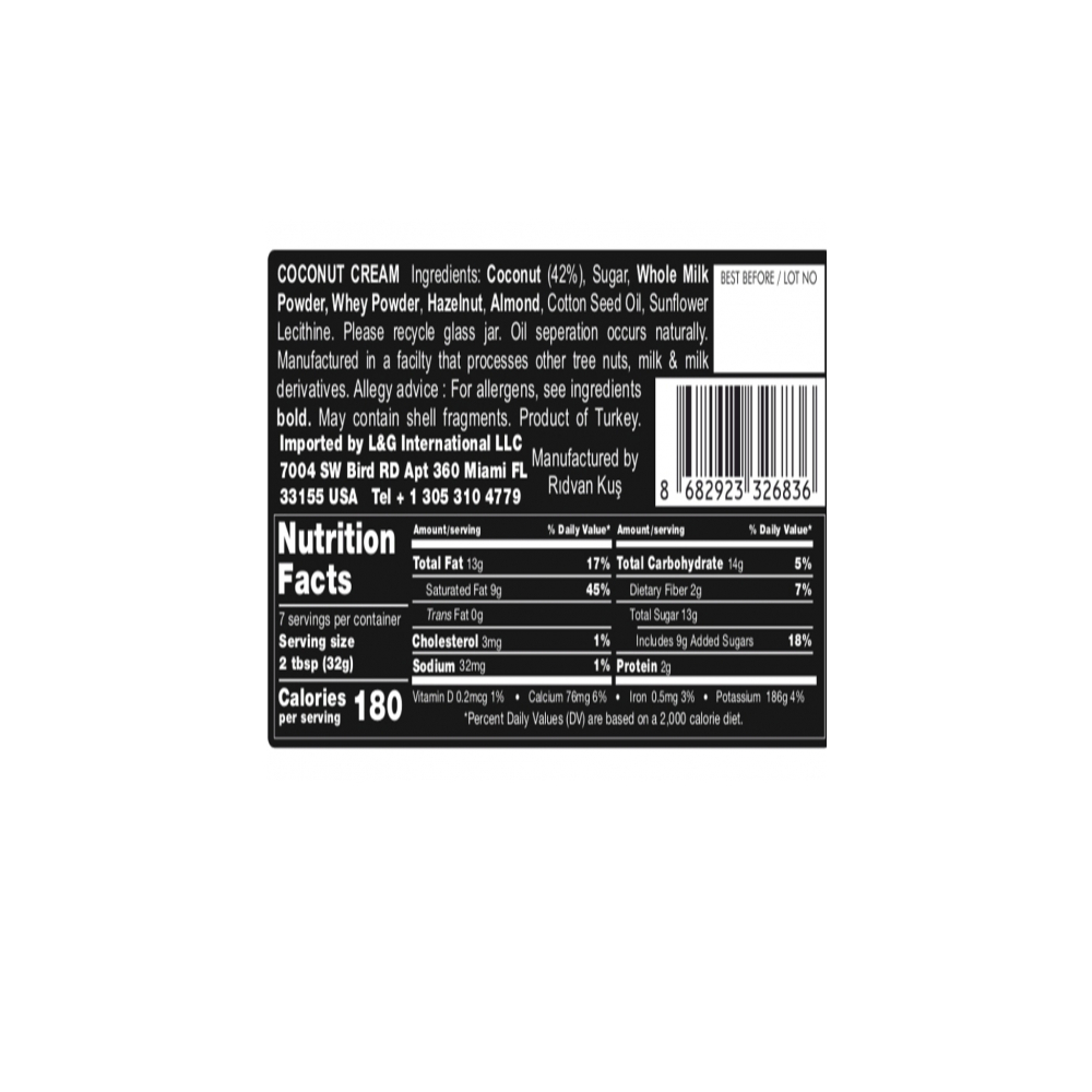 Crema de coco para untar Nuttime (6 x 250 g / 8.80 oz) - Miniatura 4