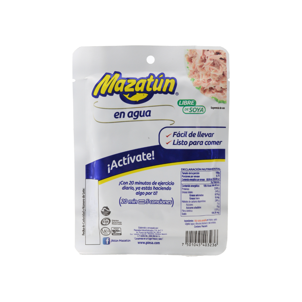 Atún aleta amarilla en trozos y en agua Mazatún (78 g / 2.7 oz) - Miniatura 4