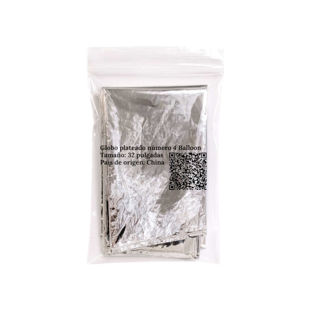 Globo número 4 plateado Balloon (32 pulgadas) - Miniatura 4