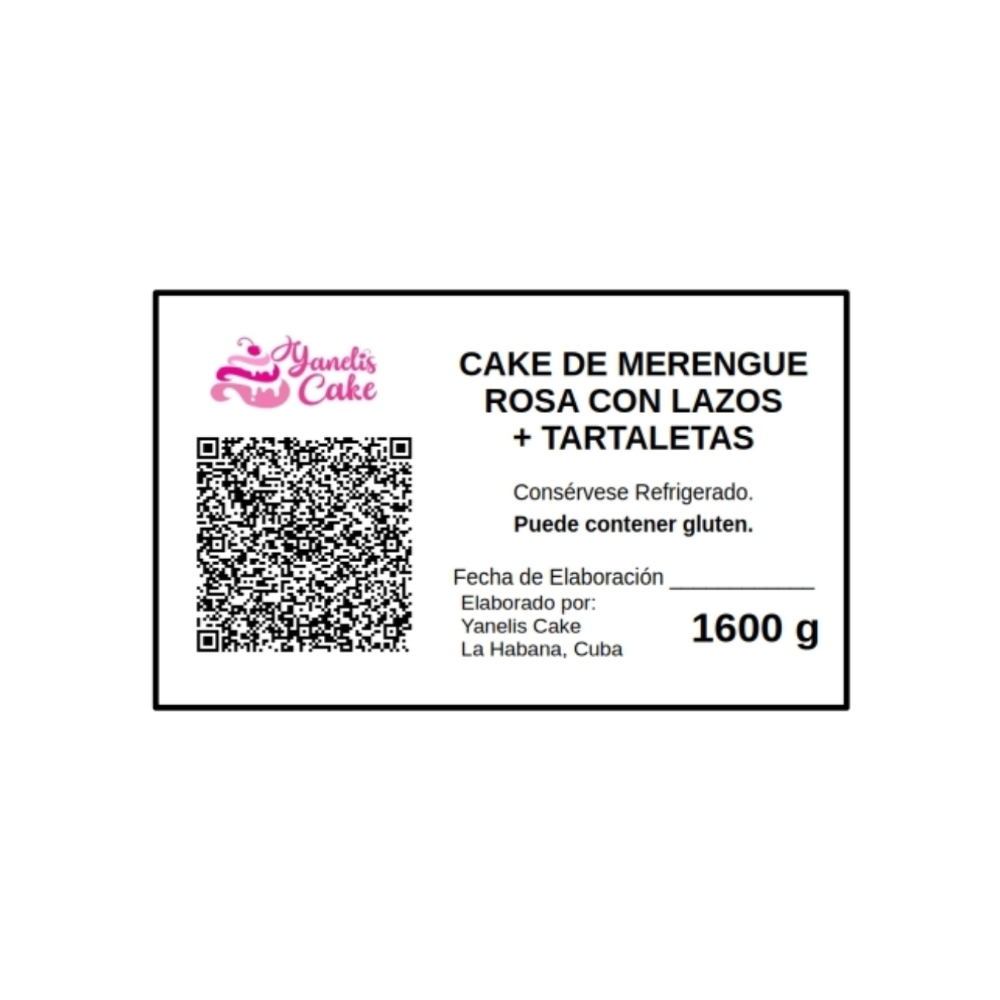 Cake de merengue rosa con lazos (6 comensales) + tartaletas - Miniatura 2