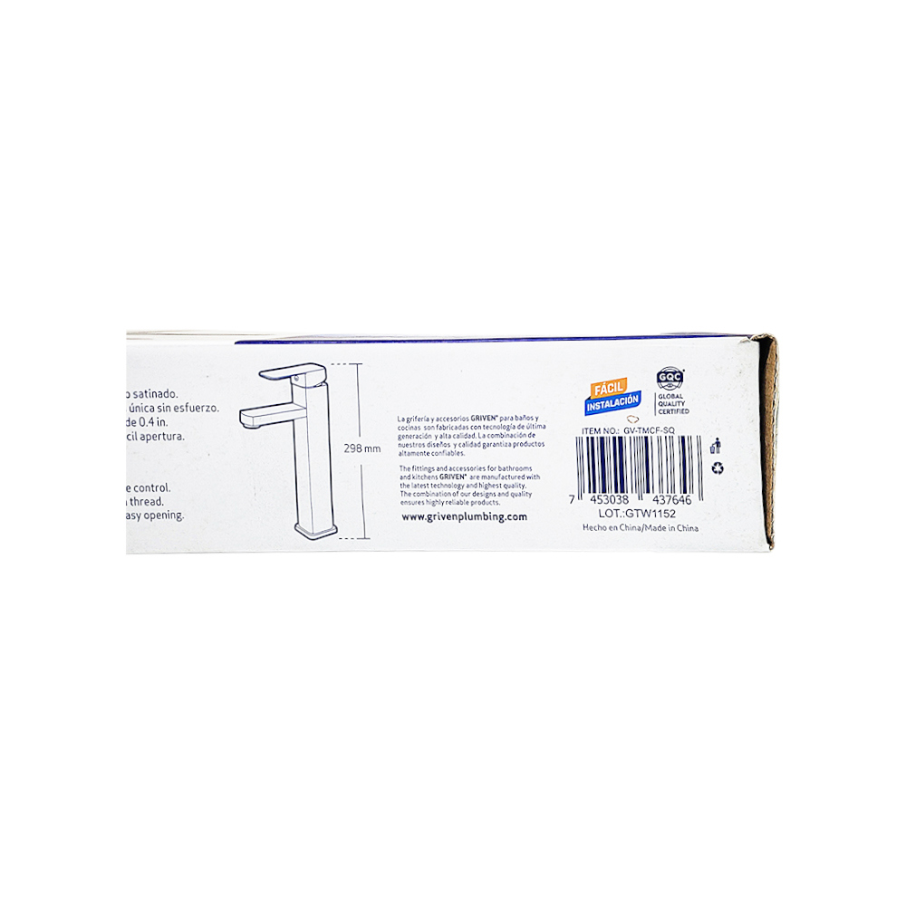 Grifo - llave - monomando mezclador de cuello alto para lavamanos Griven - Miniatura 4