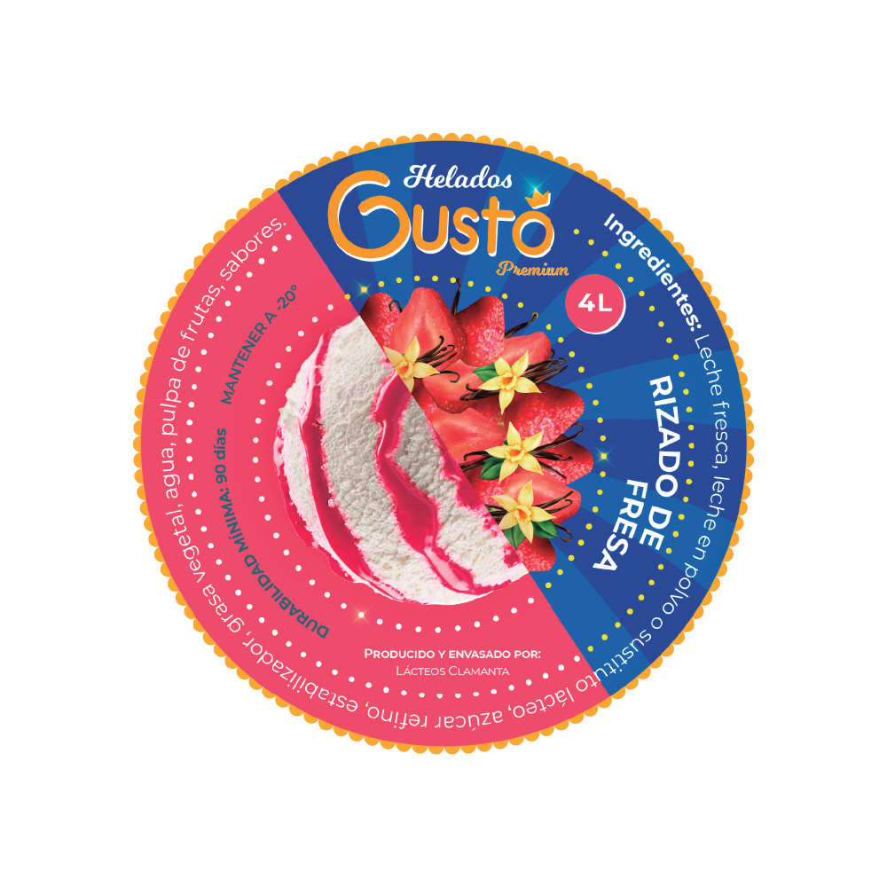 Helado Premium de rizado de fresa Gustó (4 L) - Miniatura 3