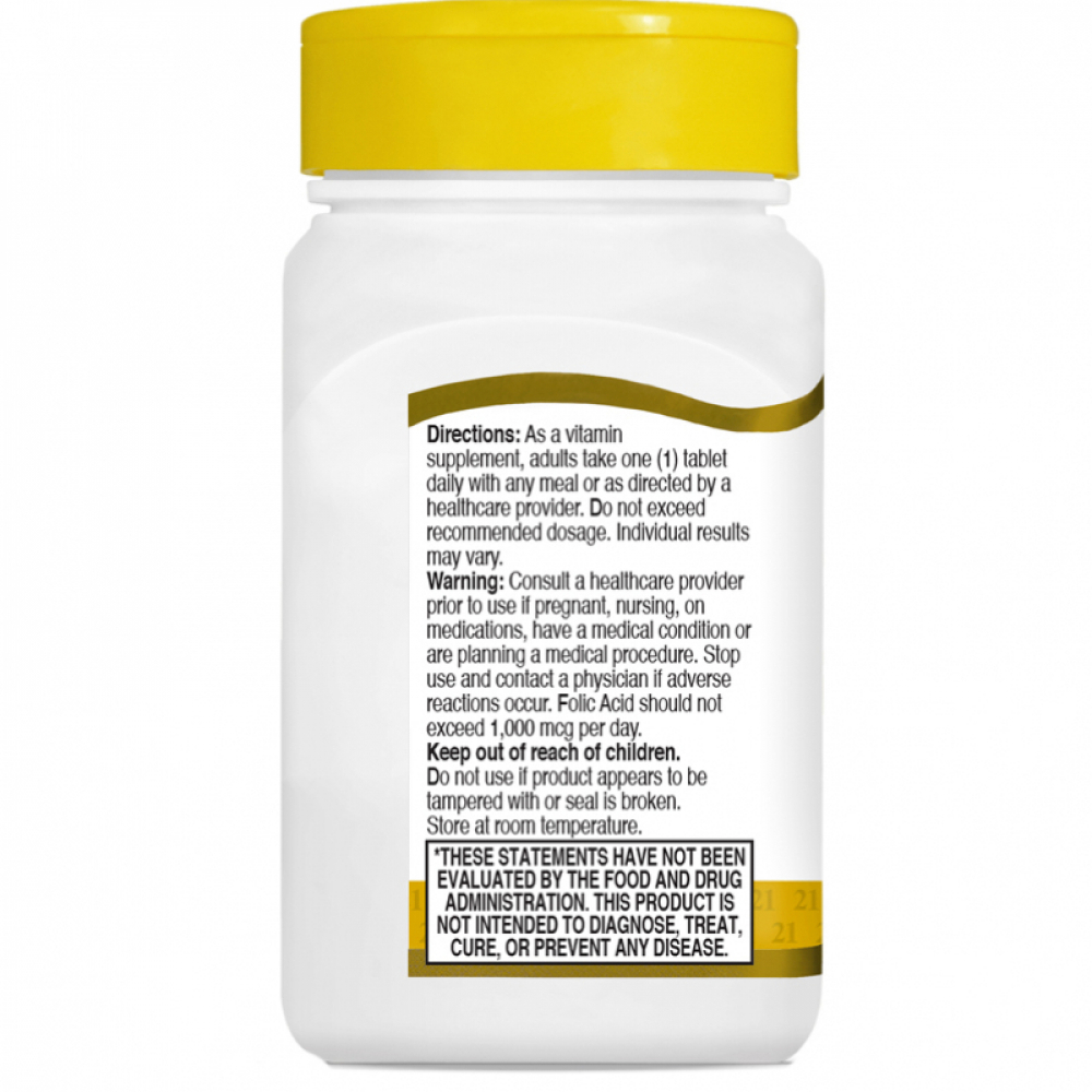 Ácido fólico 400 mcg 21st Century (250 tabletas) - Miniatura 2