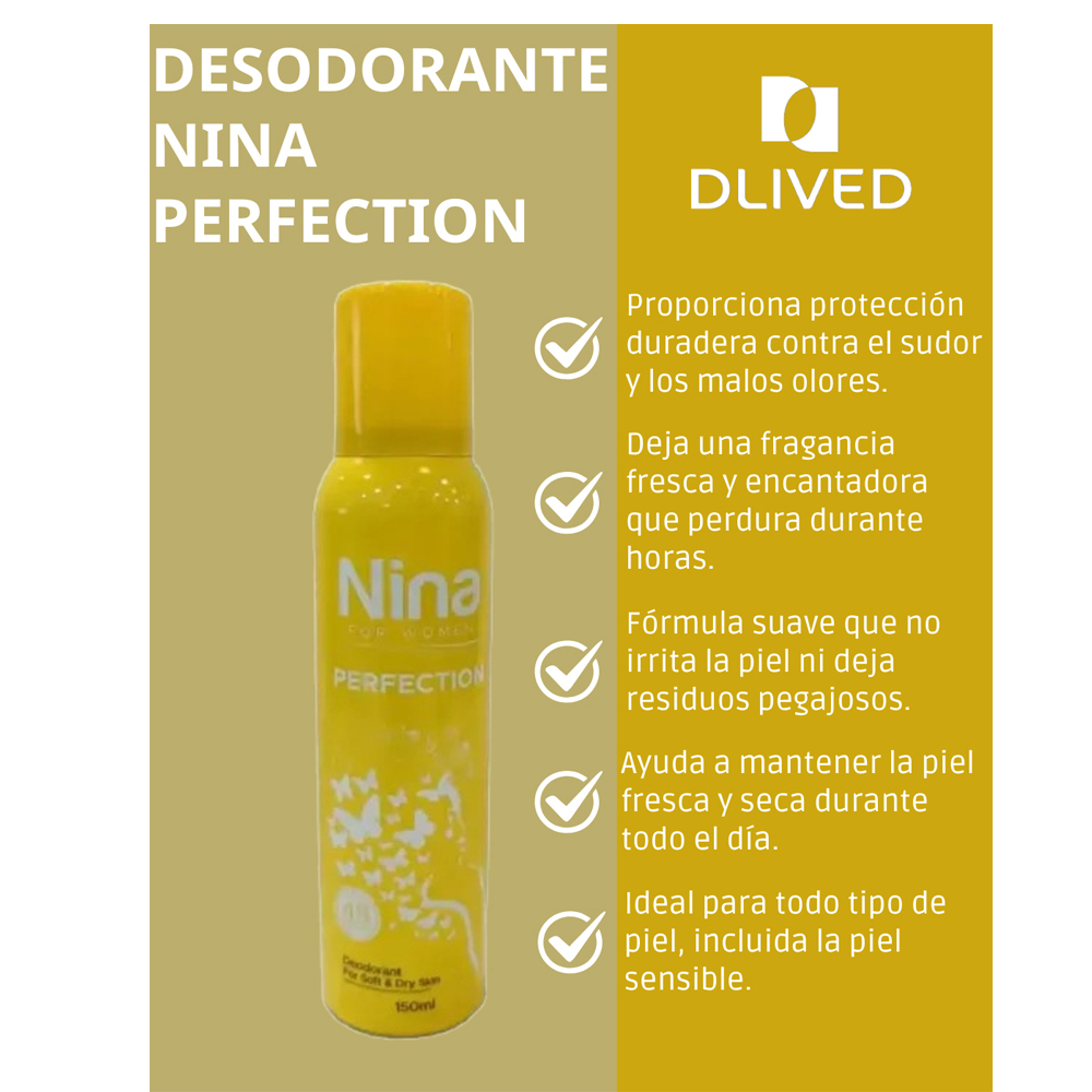 Desodorante pulverizador femenino perfección Nina (150 ml) - Miniatura 2