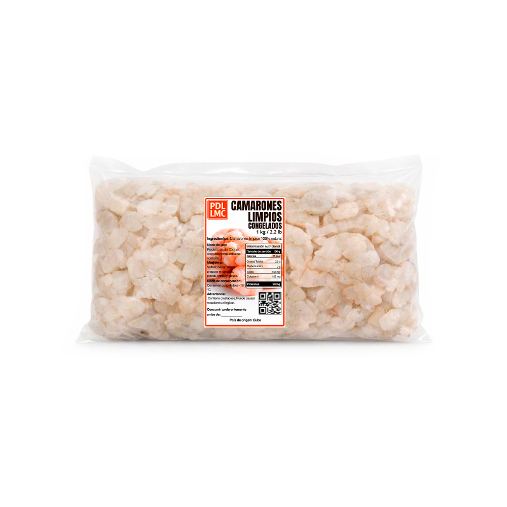 Camarones limpios congelados PDL LMC (1 kg / 2.2 lb) - Miniatura 2