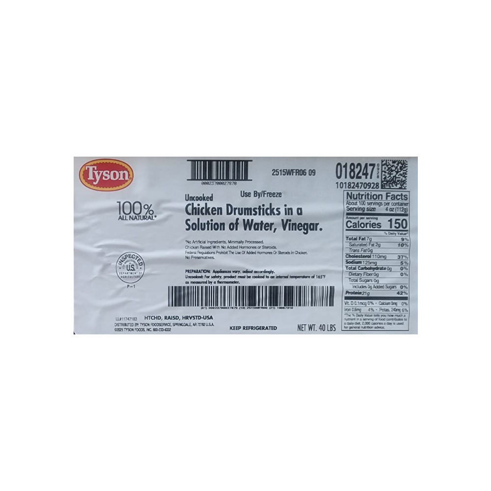 Caja de muslos de pollo en solución de agua y vinagre Tyson (18.14 kg / 40 lb) - Miniatura 4