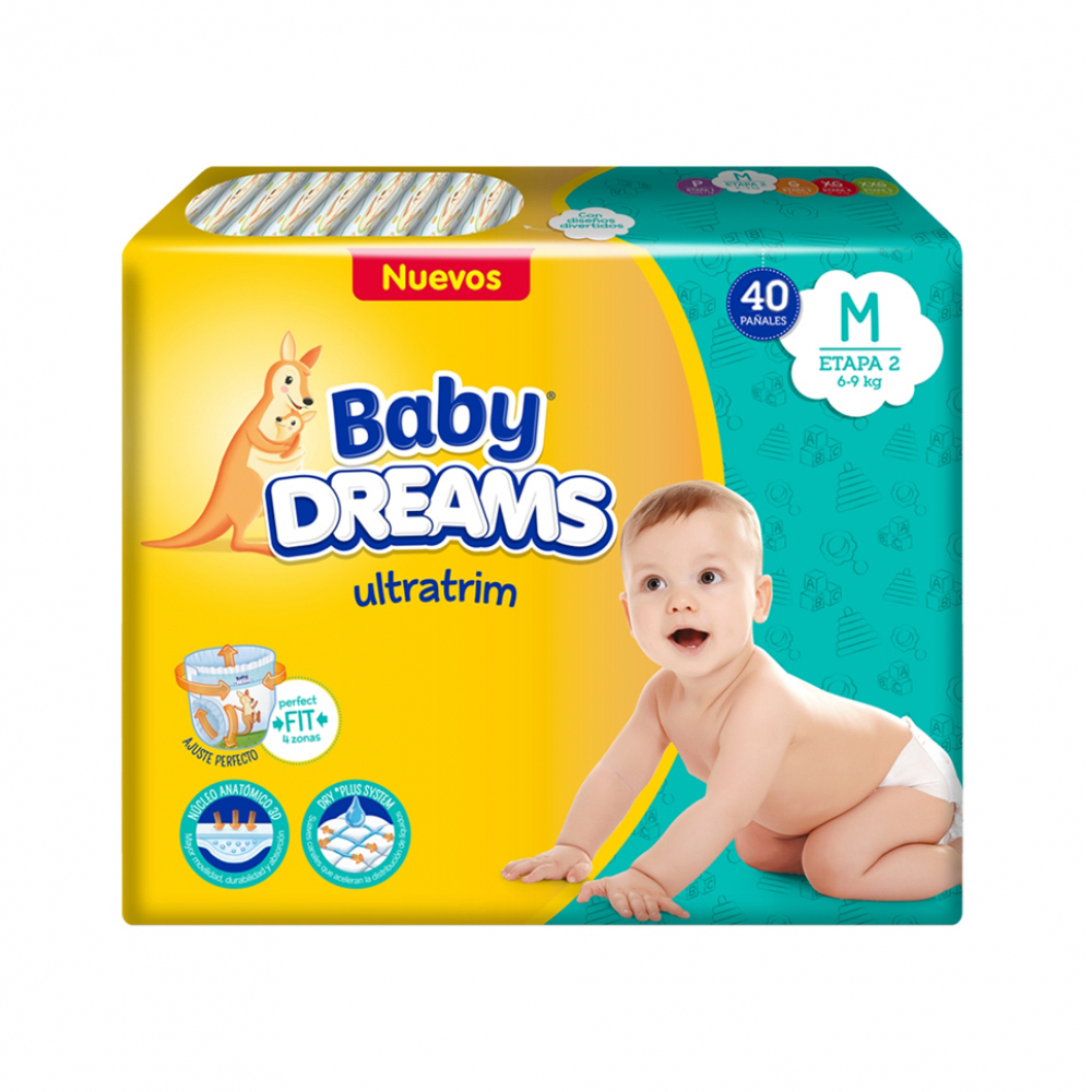 Pañales desechables para bebé etapa talla M Ultratrim Baby