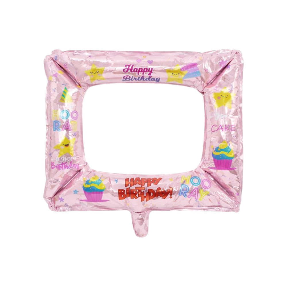 Globo de marco de fotografía Happy birthday rosado - Miniatura 2
